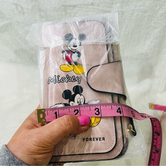 Disney Mickey Mouse Pink Multifunctional Check Book Wallet Zippered Coin - Picture 7 of 8